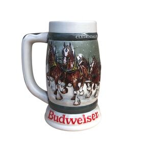 1982 BUDWEISER 50th Clydesdale’s Holiday Collectible Beer Stein Mug 1933-1983